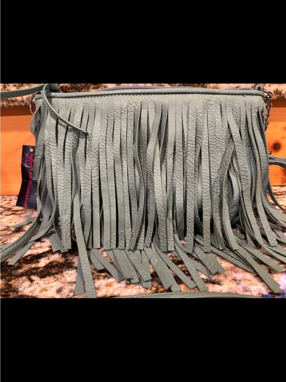 No Boundaries Sage Green Fringed Crossbody Bag